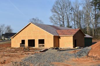 (Becky Long • Clay County Progress) The future home of Hayesville Family Practice is being built on Highway 69, adjacent to United Community Bank in Hayesville.