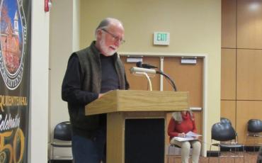 Hayesville Mayor Joe Slaton addresses the board for the first time since being sworn in.