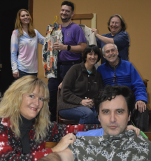 Pam Roman • Submitted A small cast allows the costumers to provide more individual attention to the actors. From left front, Deborah Meigs and Ben Stephens; center, Janice Minette and Ashley Eller; back, Meredith Legg-Grady, Joshua Inglima and Landi Marrella.