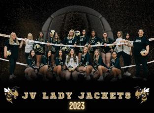 The JV Volleyball team consists of, from front, left, Brooke Daniels, Jasmine Brooks, Aaliyah Jackson, Reese Segar, Blaire Hedden, Skylar Lockaby and Kadence Morrow; from left, Coach Tammy Dills, Manager, Daylyn Murray, Lilly Dockery, Savannah Burch, Ava Moore, Kayla Brown, Kylah Eller, Managers, Addison Sorrells and Paylyn Denton and Assistant Coach Larkin Giddens.
