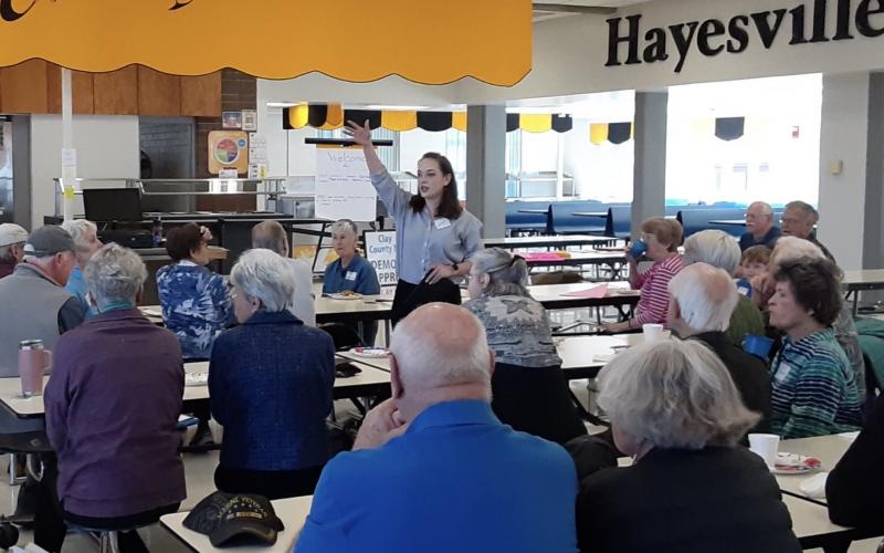 Chelsea White-Hoglen speaks at the Clay County Democratic Party Convention. 